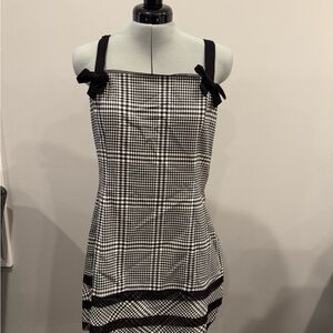 Kimchi Blue Lyla Bow Mini Dress Black White Check  Women’s Large NWT